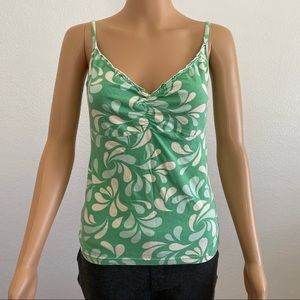 H&M Green and Ivory Paisley Spaghetti Strap Top